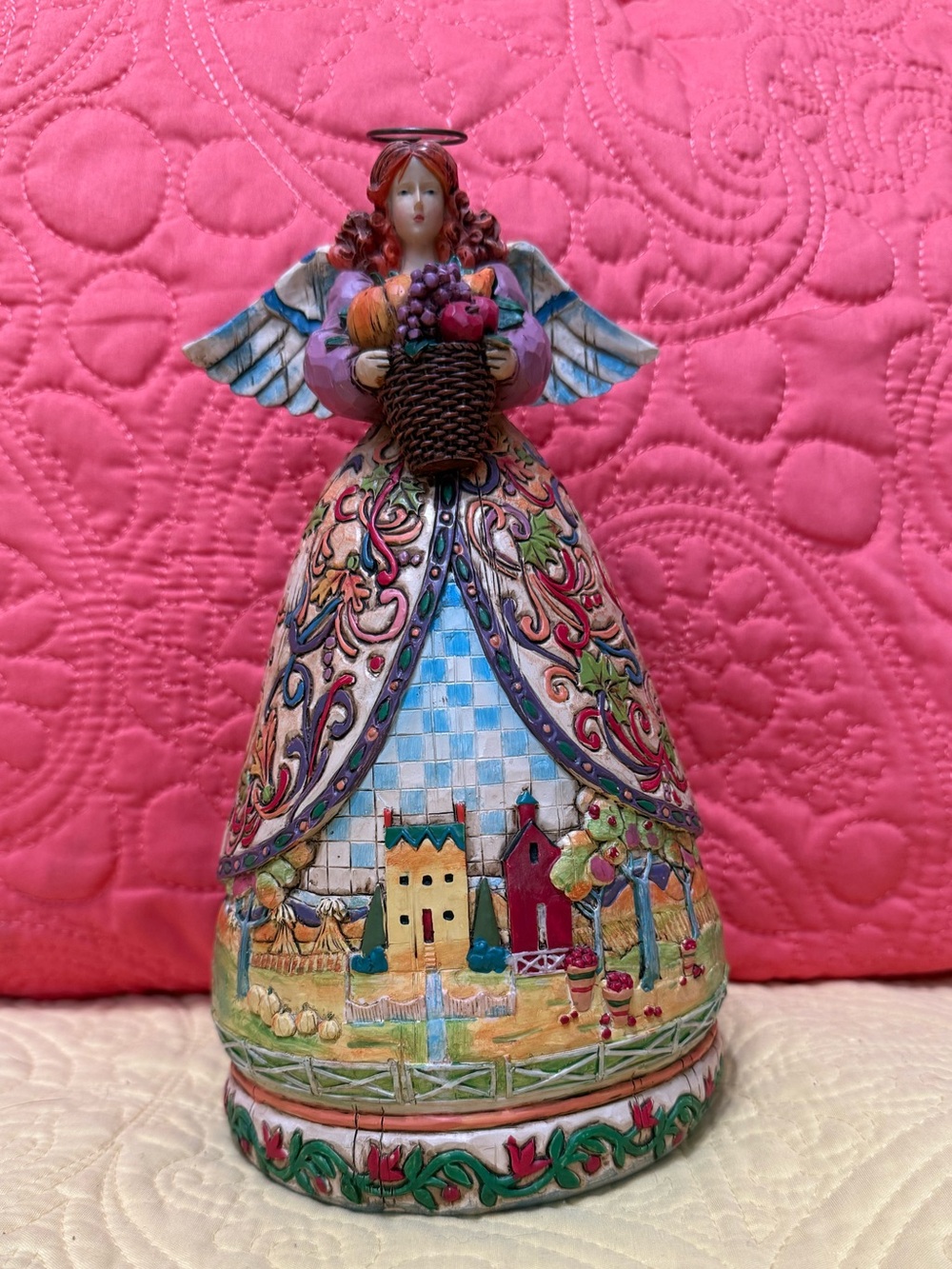 Jim Shore Multicolor Bountiful Angel Figurine with Pink Accents